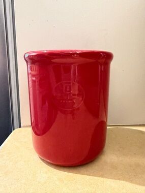 Red Ceramic Utensil Crock - Brand Unknown
